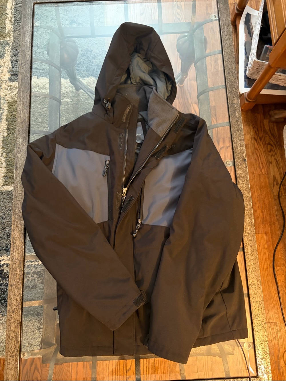 Men's Hooded Free Country Insulated Jacket - Black & Gray